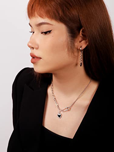 Sacina Gothic Y2K Grunge Heart Necklace, Black Heart Pendant, Safety Pin Necklace, Gothic Necklace, Y2K Necklace, Christmas New Year Jewelry Gift For Women #TOP3