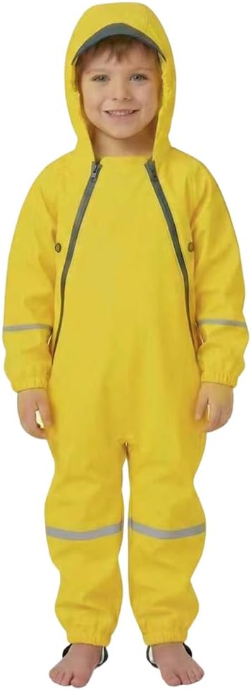 Toddler Kids Rain Suit for Boys Girls One Piece Waterproof Coverall Lightweight Rain Jacket (1-8 Years)