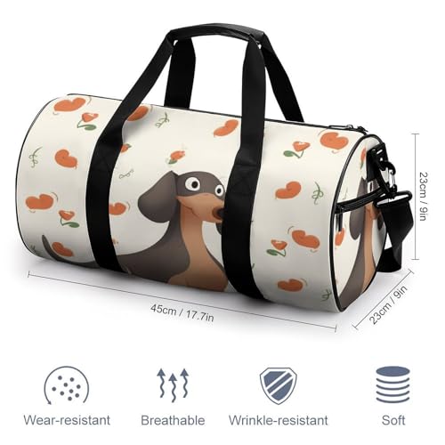 I Love My Dog Dachshunds Gym Bag Small Travel Duffle Bag with Compartment Carry On Weekender Bag for Women Men2