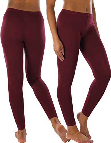 Image of ToBeInStyle Women's Skinny Fit Cotton Full Length Leggings Tights - Regular and Plus Sizes