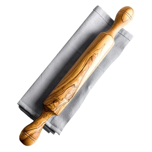 Rouleau à pâtisserie en bois d'olivier artisanal de 42 cm fait main