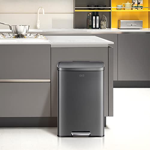 Eko EK9361P-50L-MBS Madison Matte Black 50 Liter/13.2 Gallon Step Trash Can thumb #6