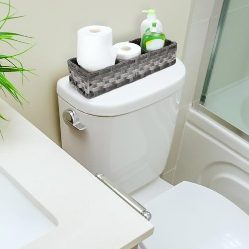 AOZITA Storage Basket for Toilet Tank Top - Gray Wash