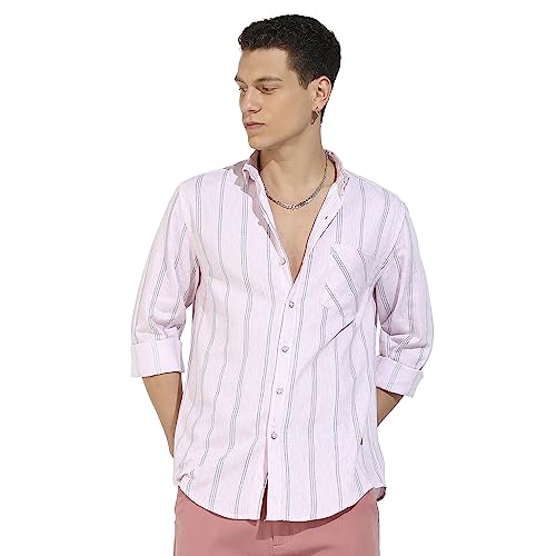 Image of CAHOOT Men's Button Up Regular Fit Shirt for Casual Wear | Regular Sleeve | Spread Collar | Button Closure | Shirts Crafted with Comfort Fit for Everyday Wear