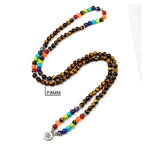 Bracelet Oeil de Tigre et 7 Chakras en pierres naturelles de 8 mm - 5