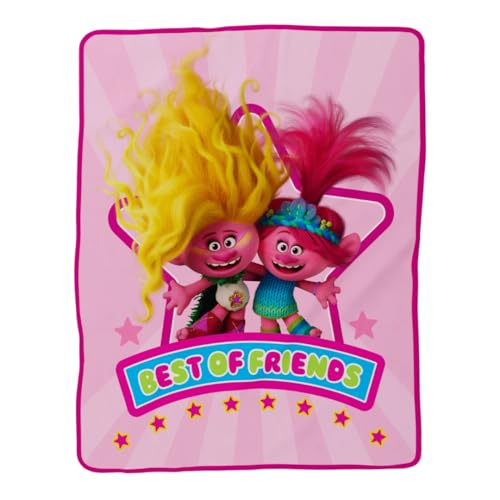 Franco DreamWorks Trolls 3 Band Together Parure de lit Super Douce au Toucher Soie pour Enfant 101,6 x 127 cm (Produit sous Licence Officielle)