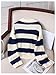 WDIRARA Girl's Striped Sweater Collar Long Sleeve Pullover Letter Patched Knitted Top Multicolor 11Y
