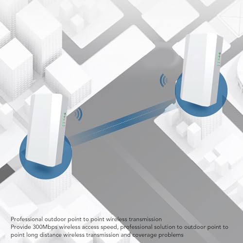 Ponte Wi-Fi, Ponte Wireless 2.4G 300Mbps, Kit WiFi CPE Esterno Accesso a Lungo Raggio Punto a Punto di 500 M Bridge Internet con Antenna Ad Alto Guadagno 12DBi IP65 (Spina