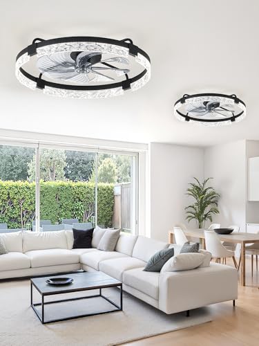 Image of LEDIARY 2-Pack 24 inch Ceiling Fans with Lights, APP & Remote, Black