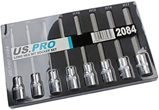 US PRO 8pc 1/2Dr 140mm Long Hex Bits Sockets Key Set Allen 5 - 17mm 2084