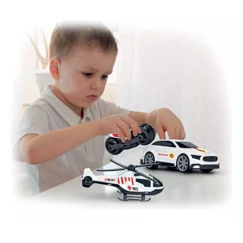 Kit Super Resgate Com Carrinho Moto e Helicóptero 3 Peças Brinquedos Para Aventura e Diversão Infant