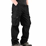 Men's Outdoor Casual Loose Multi Pocket Cargo Pants Solid Military Athletic-Fit Trousers by Summer U