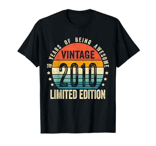 Vintage 2010 Funny 16 Years Old Boys and Girls 16th Birthday T-Shirt