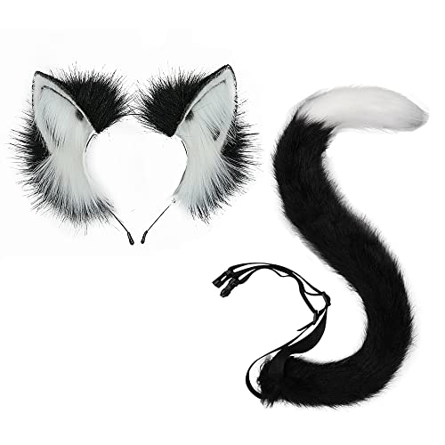 Katzenkostüm Set 4-teilig - Ohren, Maske, Schwanz, Halskette