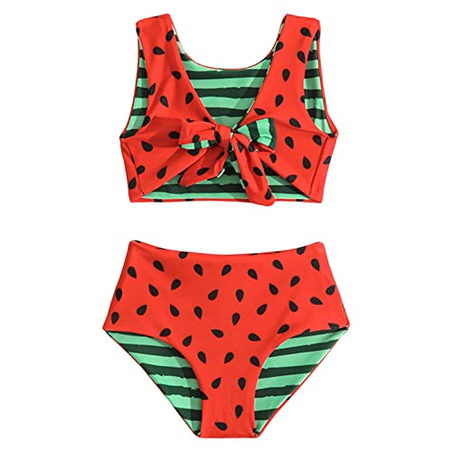 Conjunto de biquíni de duas peças para meninas de verão para meninas sem mangas com estampa de sol e