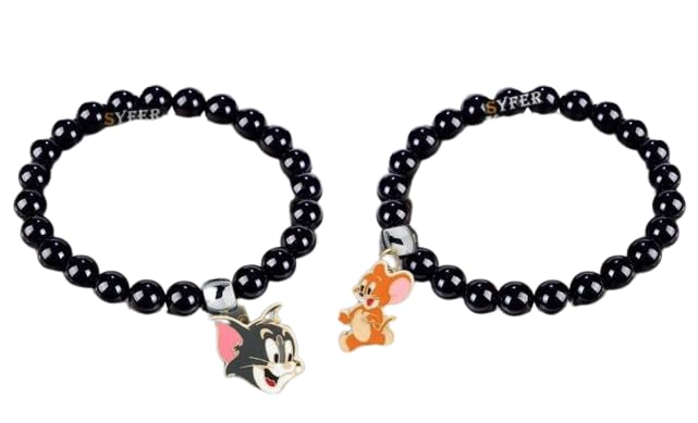 BEAUTIVIA™ Latest Stylish Tom And Jerry Crystal Bracelet Black and White For For Women; Girls ; Boys Couple Men (Pack Of 2) (B0CVDCG9HD) Amazon Price History, Amazon Price Tracker