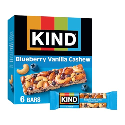 Image of KIND Healthy Snacks Bars, Blueberry Vanilla & Cashew, Gluten Free, Low Sodium Snacks, 5g Protein, 6 Count