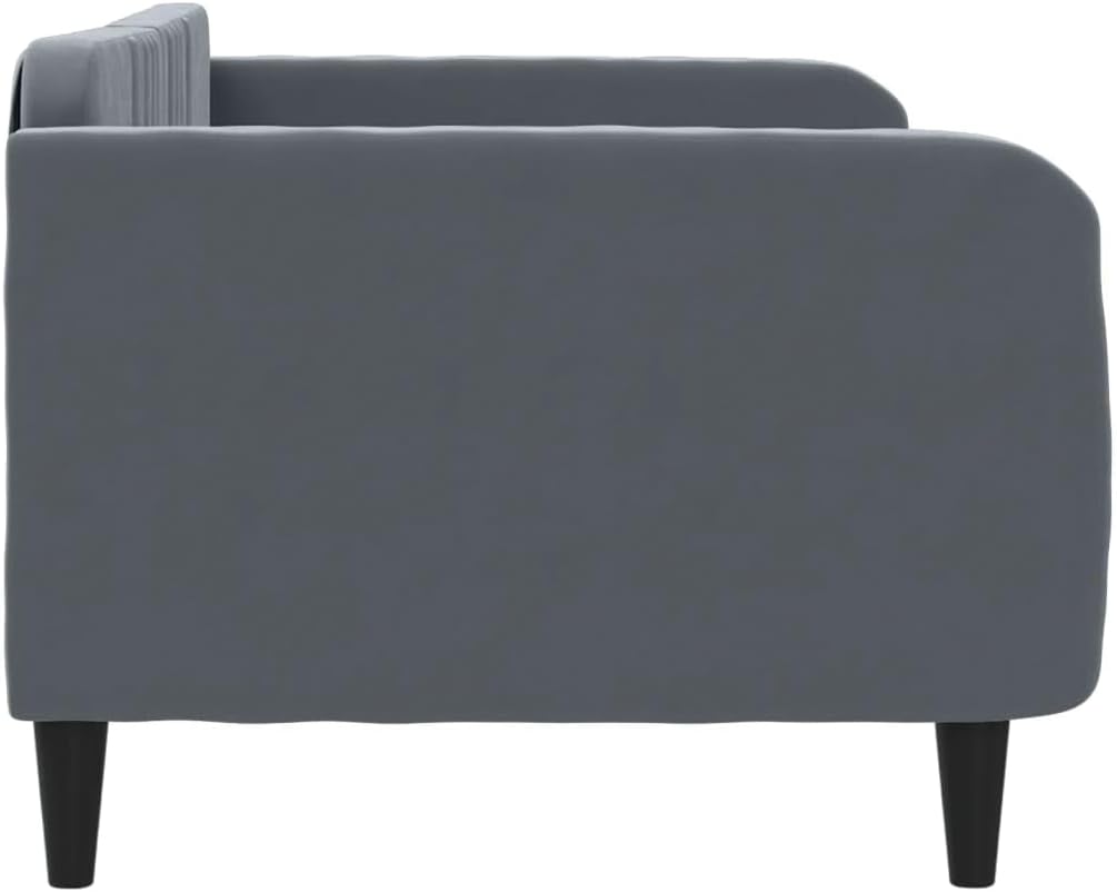 Day Bed Without Mattress Dark Gray Velvet Upholstery 39.4"x74.8" Sturdy Metal Frame Platform Bed with Slatted Foundation for Bedroom or Living Room Modern Minimalist Furniture