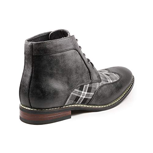 Metrocharm Alex-07 Men's Plaid Lace Up Wing Tip Classic Oxford Boot3
