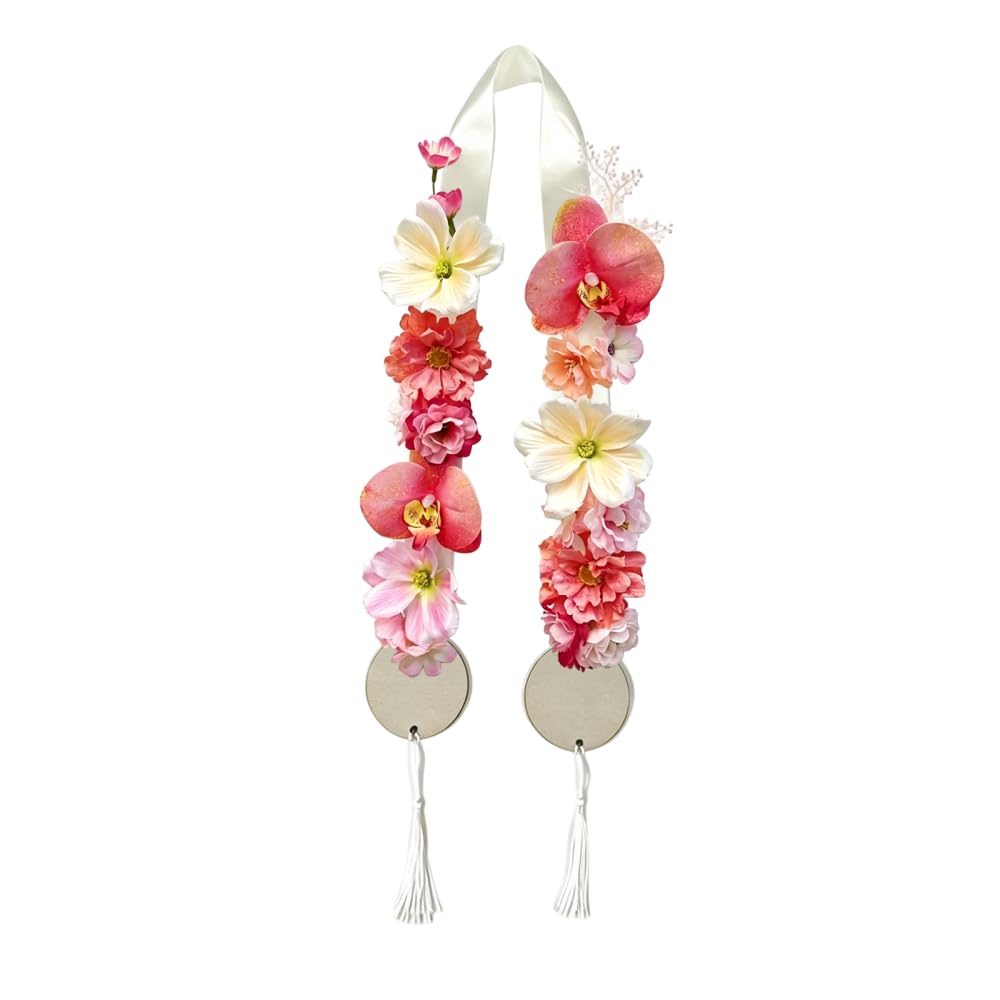 MiOYOOW Artificial Flower Garland, Decorative Hanging Floral Vine with Embellished Ornaments for Wedding Ceremony Party Backdrop