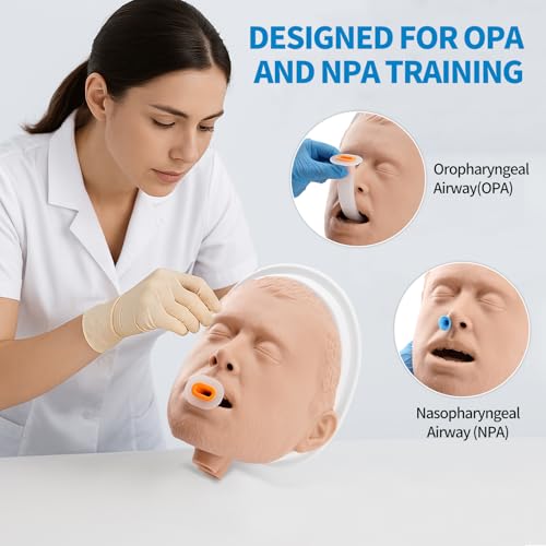 Image of PER4MANCE Airway Management Set for Adult - Intubation Simulation Head with Detachable Base, Ideal for Practicing Oral Pharyngeal Airway and Nasal Pharyngeal Airway Intubation