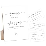How Many Kisses for The Soon To Be Mrs Game (1 Standing Sign + 50 Guessing Cards), Bridal Shower Sign, Baby Shower Sign, Wedding Games for Engagement Wedding Shower Decorations Supplies, 02