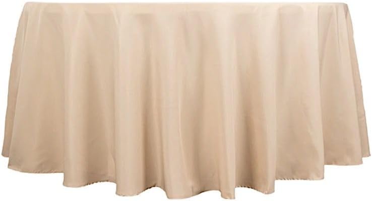 Manteles redondos color beige de 120 pulgadas de tela de alta calidad, manteles de tela para bodas, fiestas, recepción, banquetes, eventos, cocina y