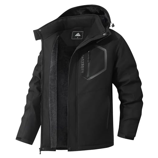 MAOYSSEN Men's Mountain Ski Jacket Winter Snow Coats Waterproof Warm Fleece Lining Jacket Parka with Hooded