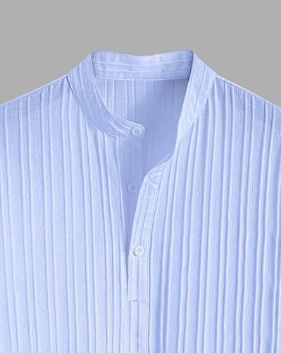 Image of GRECIILOOKS Shirt for Men | Mens Casual Shirt | Men Stylish Shirt | Men Textured Shirt | Men's Regular Fit | Men Ribbed Shirt | Short Sleeve Shirt for Summer Outdoor Activities