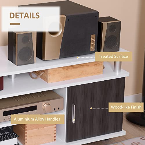 Homcom Tv Cabinet Unit For Tvs Up To 50'' With Storage Shelf And Cupboards, Living Room Entertainment Center Media Console, Grey And White - 6