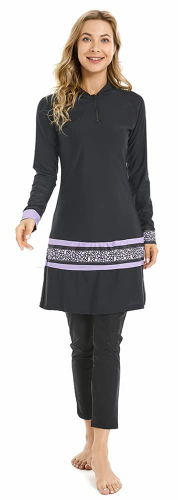 Maillot de Bain Musulman Maillot de Bain Islamique 3 pièces à Manches Longues Hijab Burkini Maillot de Bain à Couverture complète