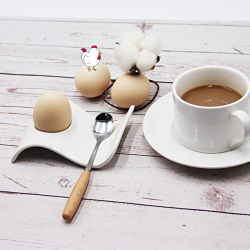 JAMOR White Porcelain Egg Tray,Wave-Shaped Ceramic Egg Cup Plate,Boiled Egg Cup Holder,For Hard And Soft Boiled Eggs,Ceramic Egg Holder For Breakfast,Brunch,Kitchenware,Home Kitchen Decoration (4)