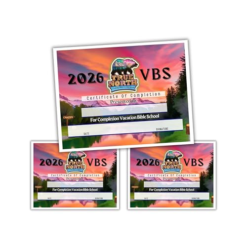 2026 True North VBS Certificate of Completion 50pk 8.5x11 Vacation Bible School Award Banner Activity Outdoor Wilderness Theme (8.5x11)