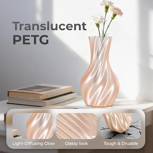 Image of Official Creality PETG 3D Printer Filament 1.75mm 1KG (2.2lbs), High Precision, Strong Toughness, Odorless, Better Flow, Moistureproof 3D Printing CR PETG Filament, Translucent Light Brown