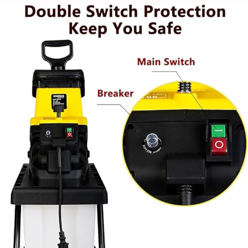 Broyeur de branches de bois puissant 2500W et bac de collecte