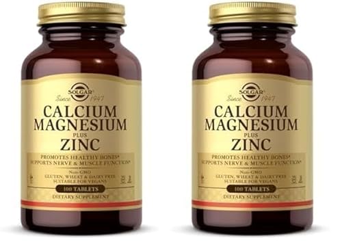Solgar® Calcium Magnesium Plus Zinc Tablets - Pack of 200 - Healthy Bones, Teeth & Muscles - Supports Health of Nervous System - Vegan
