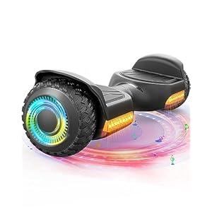 Gyroor Hoverboard nieuwe G13 All Terrain Hoverboard met LED-verlichting en 500W motor, zelfbalancerende off-road hoverboards met Bluetooth voor kinderen van 6-12 jaar en volwassenen-zwart