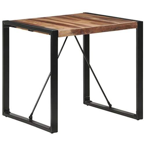 Table à manger en bois massif 80x80 cm style industriel chic - 2