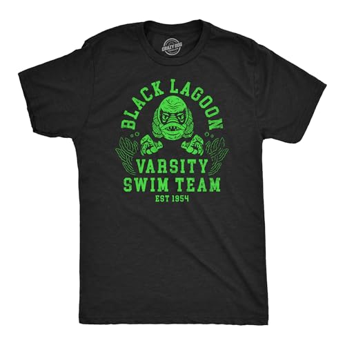 T-shirt graphique homme noir Lagon Varsity Swim Team avec humour original