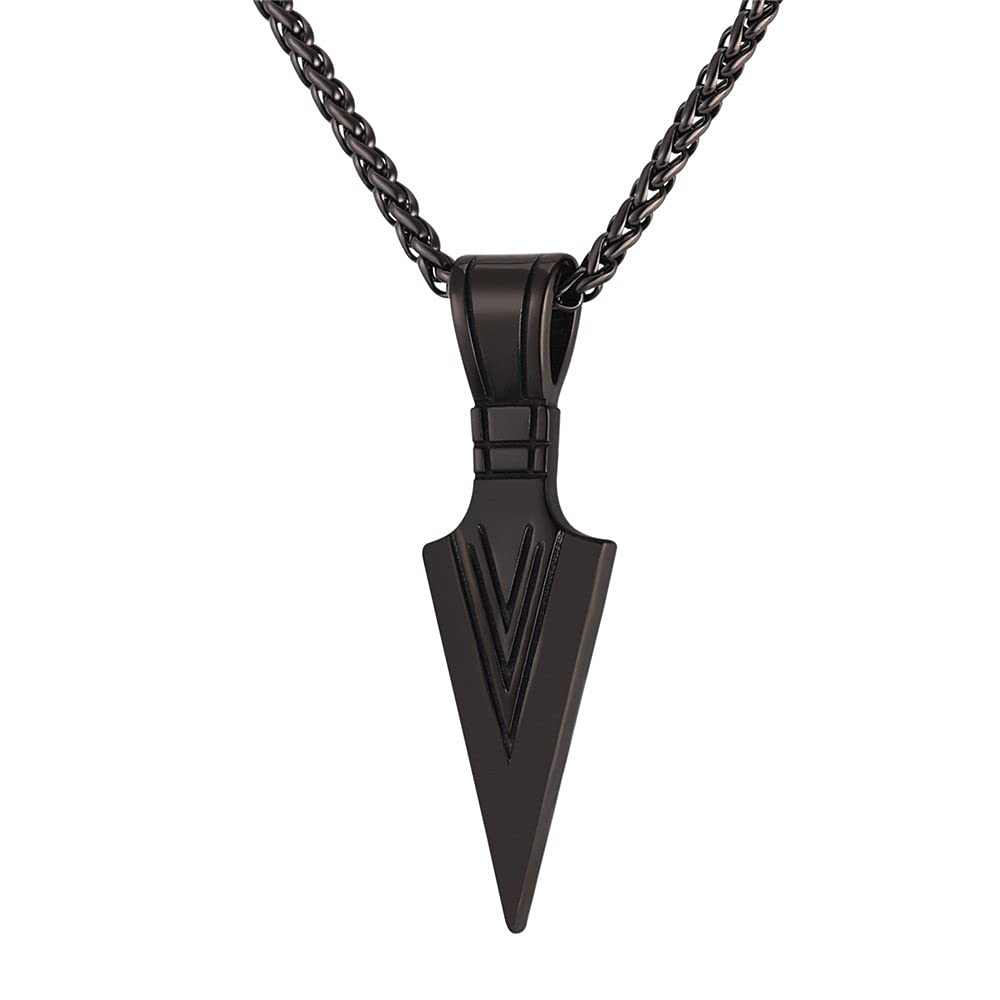 Men Rock Hip Hop Jewelry Stainless Steel 18K Gold Plated Spear Point Arrowhead/Wolf Teeth Pendant Necklaces 22"