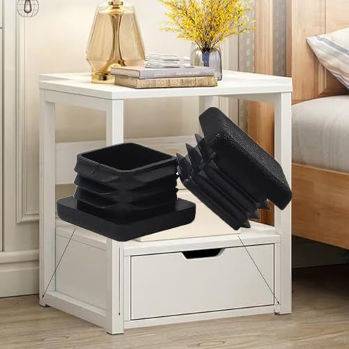 Image of 16 Pack Square Plastic Plugs,1 inch Inch Insert End Caps for Square Tubing Post，Black Chair Leg caps for Metal Tubing, Fence, Glide Insert for Pipe Post, Chairs and Furniture