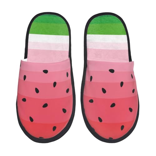 Watermelon Print House Slippers For Women And Men,Soft Slippers With Memory Foam,Non-Slip Indoor Home Shoes - Main Image