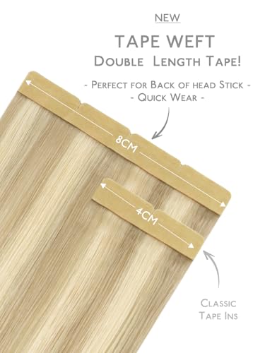 Image of WENNALIFE 3.15 inch Wide Tape in Hair Extensions Human Hair, Tape in Weft