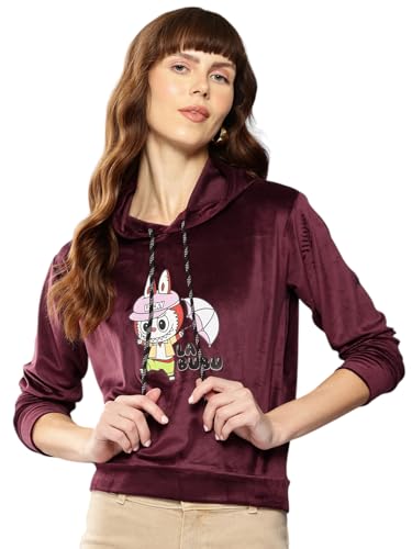 Image of Aarika Womens Winter Wear Green Colour Printed Velvet Hoodie