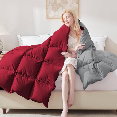 Image of PURE ECO Heavy Winter 400 GSM Comforter for Single Size (60 inchX90 inch) - Soft Quality Winter Blanket Soft Microfiber Fill - Duvet /Blanket Single Size - Burgundy /Silver Grey Color