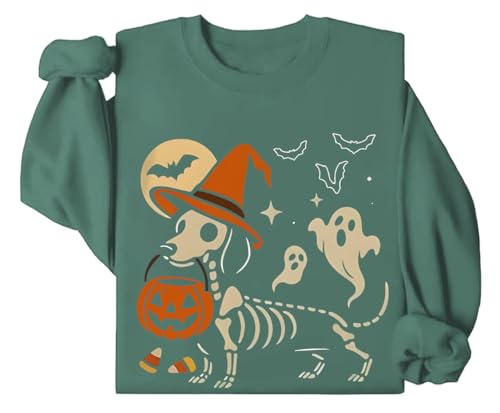 Dachshund Skeleton Hoodie Skeleton Weenie Halloween Sweatshirt Funny Spooky Season Weenie Dog Pullover Hoodie