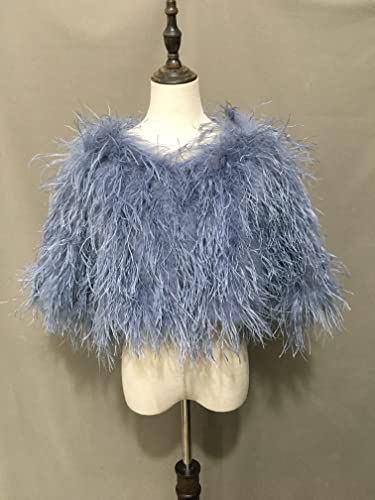 LVCOMEFF Women Natural Ostrich Fur Feather Crop Jacket Coat For Wedding Party Festival Luxurious Bride2