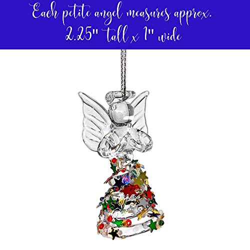 Angel Ornaments - Set Of 3 Spun Glass Angels With Confetti Glitter Dresses - Glass Christmas Ornament Sets - Angel Figurines #TOP2