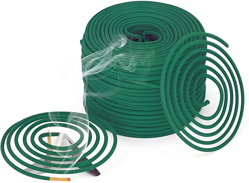 Espiral de incienso de citronela, bobinas de hierba de limón con soporte, para uso al aire libre, salón, terraza, picnic, camping, decoración de mesa, dormitorio, 48 espirales (24 x 2)