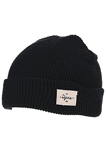 Djinns Waffle Knit Beanie noir le bonnet anti-froid ajustable qui ne gratte pas la tête